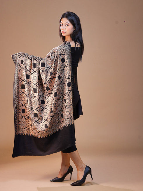 Women's Pure Wool Faux Pashmina Aari Embroidery Shawl